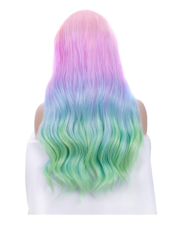 Other - Rainbow Long Loose Wave Mermaid Wig - Pastel Pink to Green